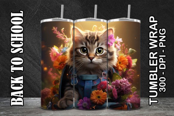 Cat Back to School Tumbler 4: A Digital Design Asset for Custom Sublimation Projects