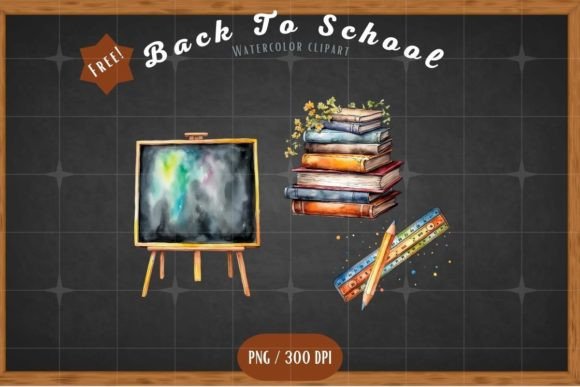 Free Watercolor Back to School Clipart