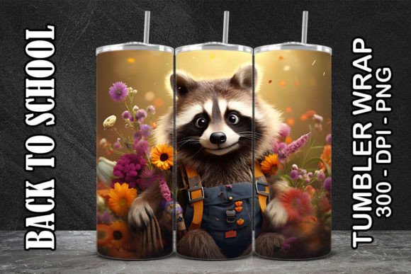 Raccoon Back to School Tumbler 5: A Digital Design Resource for Custom Sublimation Projects